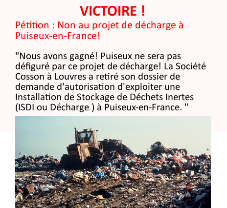 Victoire : Pas de décharge à PUISEUX-EN-FRANCE