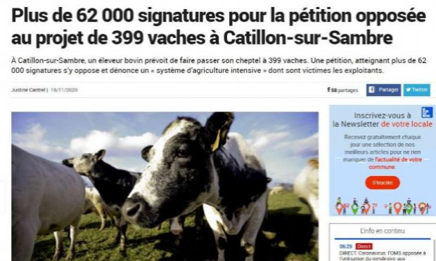 Pétition : Une ferme de 400 vaches ne peut être protectrice de l'environnement !