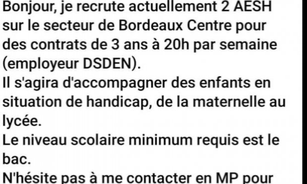 Petition : Une AESH pour chaque élève notifié d'un salaire décent et d'un statut !