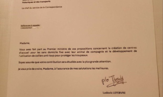 Une réponse écrite du cabinet du premier ministre
