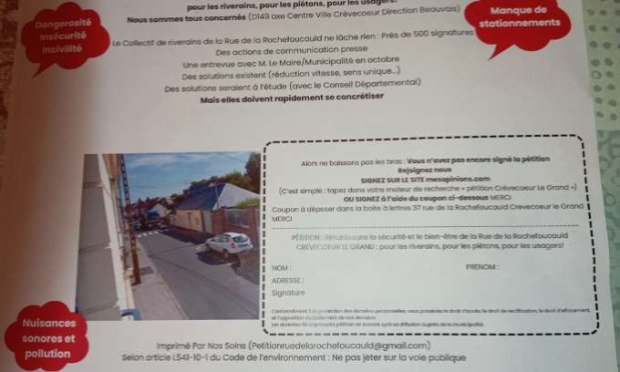 Petition : Rétablissons la sécurité et le bien-être de la Rue de la Rochefoucauld Crèvecœur Le Grand : pour les riverains, pour les piétons, pour les usagers!!!