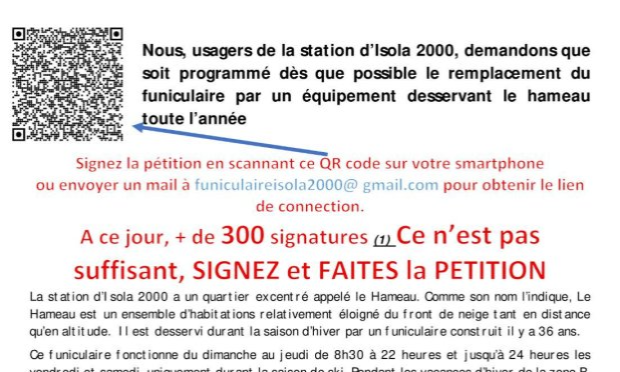 Petition : Remplacement du funiculaire de la station d’Isola 2000 qui n’apporte pas le service attendu