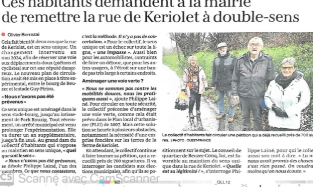 Petition : POUR UN AUTRE AMÉNAGEMENT DE LA RUE DE KERIOLET 