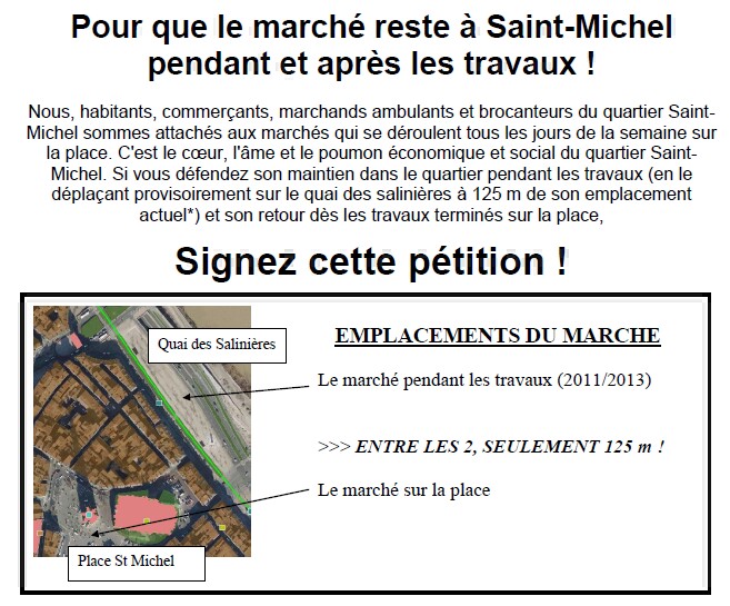 Pour que le marché reste à Saint-Michel pendant et après les travaux !