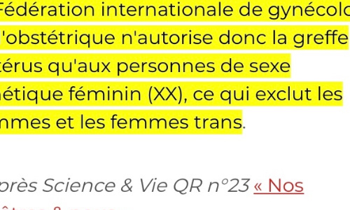 Laisser les femmes trans avoir recourt &agrave; la greffe d&rsquo;ut&eacute;rus comme n&rsquo;importe quelles autres femmes