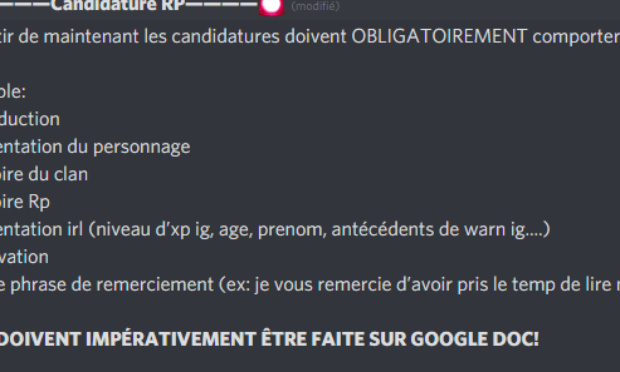 Que les candidature RP sont autoris&eacute; sur Google Slyde.