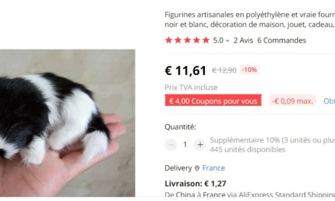 NON AUX JOUETS ANIMAUX  AVEC DE LA VRAIE FOURRURE VENDU PAR ALIEXPRESS