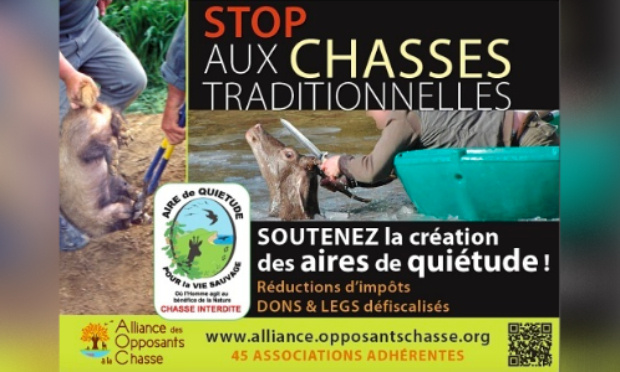 Pour l'interdiction par la  LOI des chasses dites traditionnelles et pour soutenir la création des aires de quiétudes pour la vie sauvage