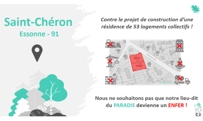 Pétition contre la réalisation d’un projet de construction d’une résidence de 53 logements collectifs au cœur de Saint-Chéron (91530)