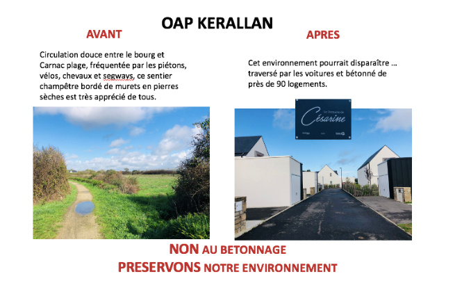 Refusons l'urbanisation du périmètre dit OAP de Kerallan à Carnac !