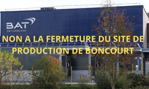 Non à la fermeture du site de production de BAT à Boncourt !