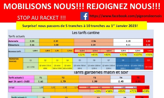 Non à l'augmentation des tarifs des services périscolaires à Leers