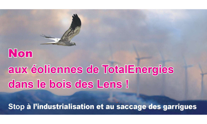 Non aux éoliennes de TotalEnergies dans le bois des Lens