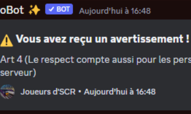 Suppression de mon warn sur le serveur "Joueurs d'SCR" et ban 2 mois pour "HawkAtmosphere"
