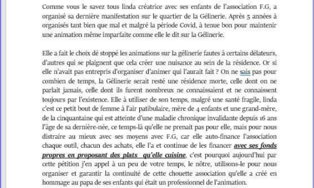Soutien &agrave; l'association F.G pour un maintien de stand sur la Gelinerie 2-17300 ROCHEFORT