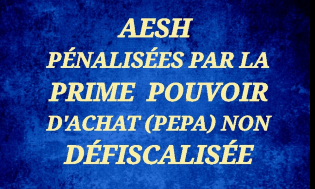 LA PRIME PEPA (prime pouvoir d'achat) NON D&Eacute;FISCALIS&Eacute;E P&Eacute;NALISE LES PETITS SALAIRES DES AESH D&Eacute;J&Agrave; &Agrave; MOINS DE 1 000 &euro;/MOIS