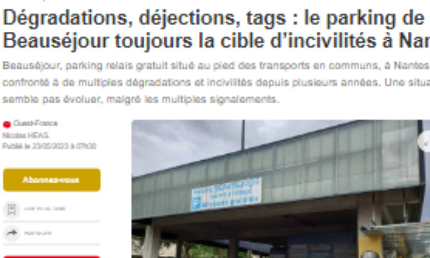 Stop à la décrépitude du P+R de Nantes Beausejour
