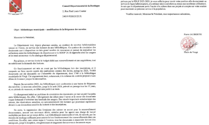 Restriction de la fréquence des navettes de la Bibliothèque Départementale de Dordogne