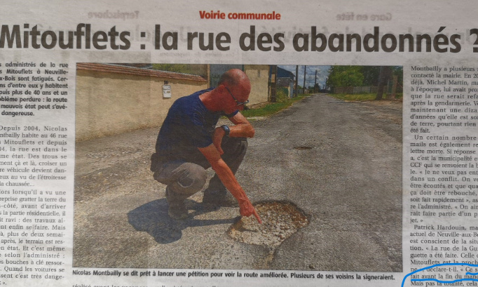 Pour des travaux de voirie Rue des Mitouflets à Neuville-aux-Bois !