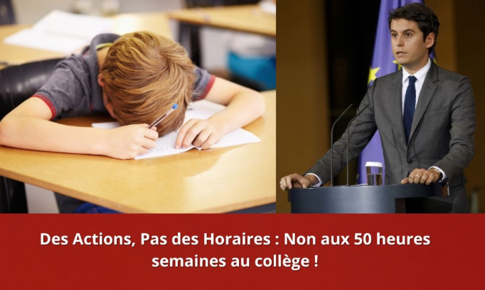 Des actions, pas des horaires : Non aux 50 heures semaines au collège !