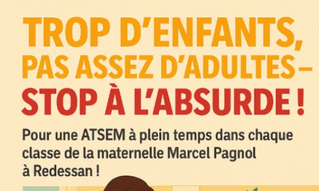 Pour une ATSEM à plein temps dans chaque classe de la maternelle Marcel Pagnol à Redessan