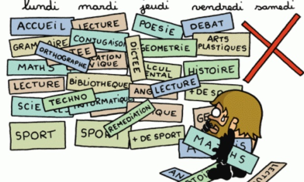 Réduire la surcharge horaire des écoliers français.