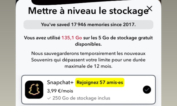 On ne veut pas payer nos Memories Snapchat !