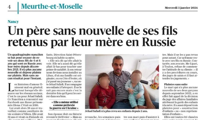 Aidez-moi à retrouver mes enfants, Georges et Luc, retenus en Russie !