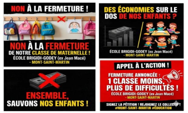 NON ! A la fermeture de classe de l'&eacute;cole BRIGIDI-GODEY (Jean-Mac&eacute;) de Mont-Saint-Martin