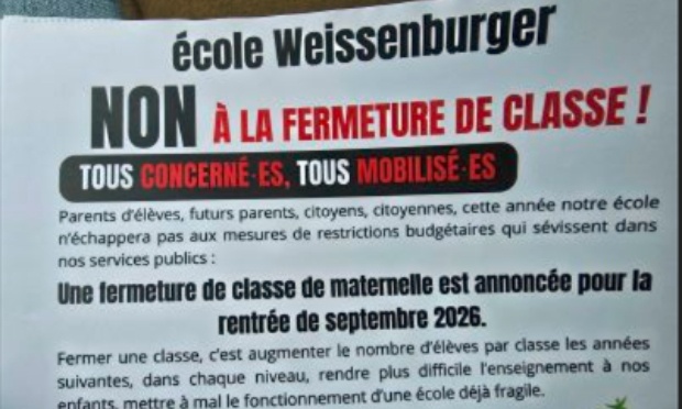 &Eacute;cole Weissenburger Noyon - Non &agrave; la fermeture de classe !