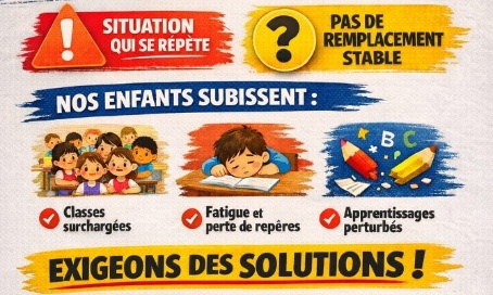 Pour le remplacement stable de l'enseignante absente de MS/GS1, Ecole maternelle Le C&egrave;dre