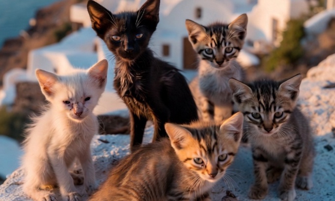Sauver les centaines de chatons errants de Santorin en Grèce