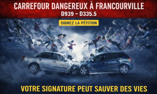 Pour la s&eacute;curisation d'une intersection dangereuse &agrave; Francourville (D939 - D335.5)