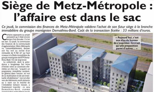 Siège de Metz-Métropole : Non à la construction inutile d'un palais de 33 millions d'euros