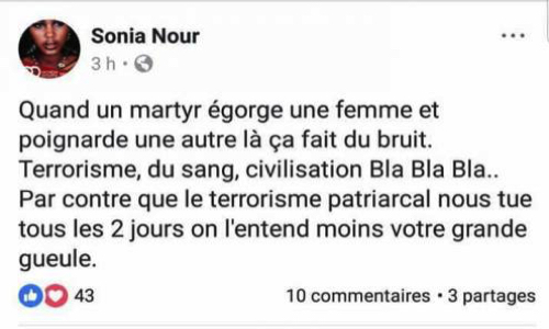 Pour que Sonia Nour soit inculpée d'apologie du terrorisme