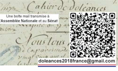 Pour un Dialogue National : COLLECTE DES DOL&Eacute;ANCES 2018 de tous les Citoyen(ne)s de FRANCE !