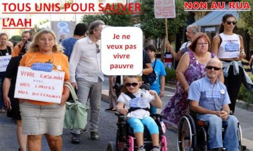 Pour qu'handicap et pauvreté ne soit pas la double peine : sortons l'AAH des minima sociaux, établissons par la loi son caractère spécifique d'origine médicale et la priorité qu'elle doit avoir dans la solidarité Nationale