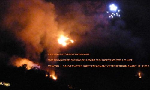 "PLUS JAMAIS L'INCENDIE DE 2017" Sauvons les Baous Vençois et leurs forêts des feux d'artifice incendiaires et dont les déflagrations risquent de faire chuter leurs rochers !