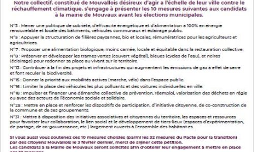 Soutenez les 10 mesures écologiques phares pour la ville de Mouvaux
